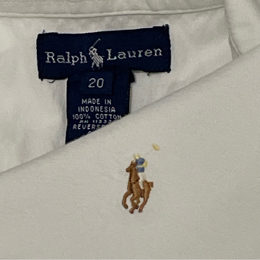 Polo Ralph Lauren Youth 20 Long Sleeve Button Down Shirt White Preppy Office